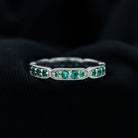 1 CT Emerald Eternity Ring in Pin Point Setting for Women Emerald - ( AAA ) - Quality - Rosec Jewels