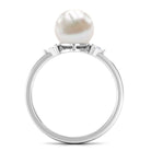 Solitaire Freshwater Pearl Engagement Ring with Diamond Freshwater Pearl - ( AAA ) - Quality - Rosec Jewels