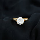 8 MM Round Cut Moissanite Solitaire Gold Ring with Milgrain Detailing Moissanite - ( D-VS1 ) - Color and Clarity - Rosec Jewels