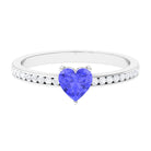 Heart Shape Tanzanite Solitaire Ring with Channel Set Diamond Tanzanite - ( AAA ) - Quality - Rosec Jewels