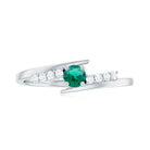 Minimal Created Emerald and Diamond Bypass Promise Ring Lab Created Emerald - ( AAAA ) - Quality - Rosec Jewels