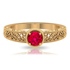 Vintage Inspired Ruby Solitaire Engagement Ring Ruby - ( AAA ) - Quality - Rosec Jewels