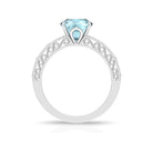 Cushion Cut Solitaire Sky Blue Topaz Filigree Ring in Claw Setting Sky Blue Topaz - ( AAA ) - Quality - Rosec Jewels