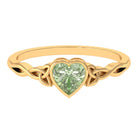 Heart Shape Lab Grown Green Sapphire Solitaire Celtic Knot Ring Lab Created Green Sapphire - ( AAAA ) - Quality - Rosec Jewels