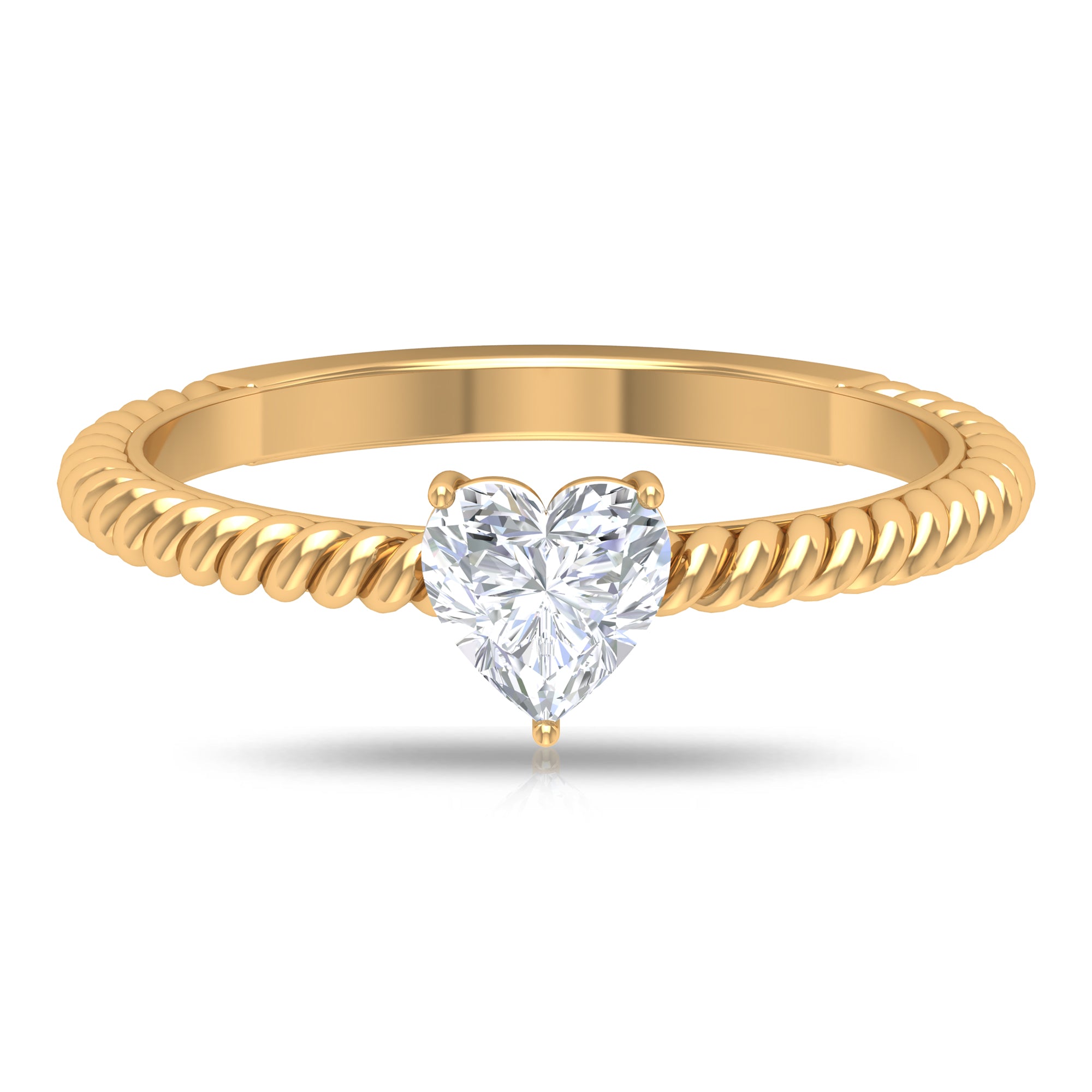 5.40 MM Heart Shape Moissanite Solitaire Ring in 3 Prong Basket Setting with Twisted Rope Details Moissanite - ( D-VS1 ) - Color and Clarity - Rosec Jewels