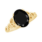 Rosec Jewels-Oval Shape Black Onyx Solitaire Celtic Knot Ring