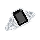 Solitaire Created Black Diamond Celtic Engagement Ring Lab Created Black Diamond - ( AAAA ) - Quality - Rosec Jewels