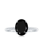 Created Black Diamond Solitaire Ring with Surprise Diamond Lab Created Black Diamond - ( AAAA ) - Quality - Rosec Jewels