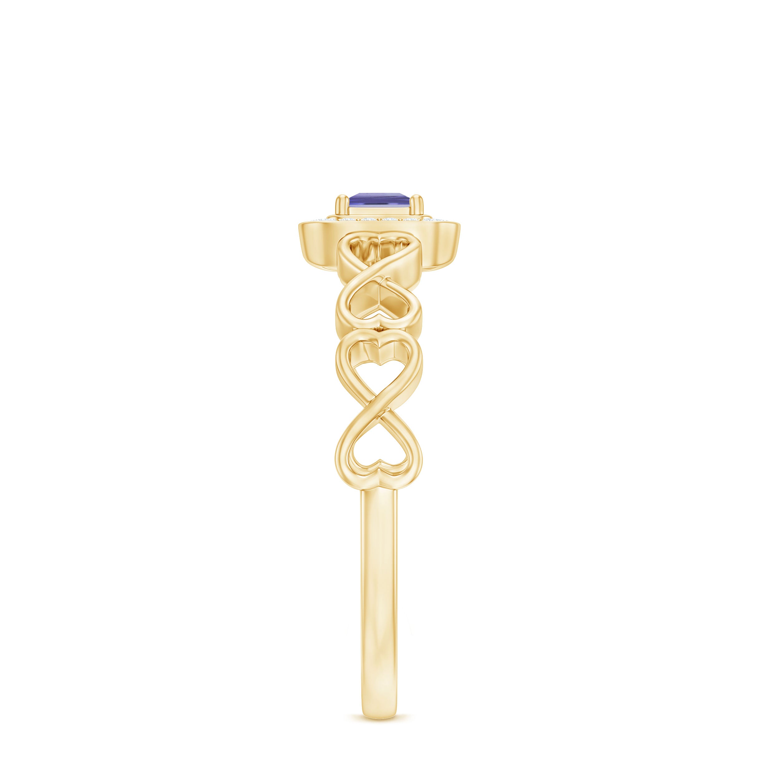 Princess Cut Tanzanite Infinity Heart Ring with Diamond Tanzanite - ( AAA ) - Quality - Rosec Jewels