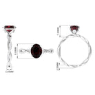 3.75 CT Oval Garnet and Diamond Braided Engagement Ring Garnet - ( AAA ) - Quality - Rosec Jewels