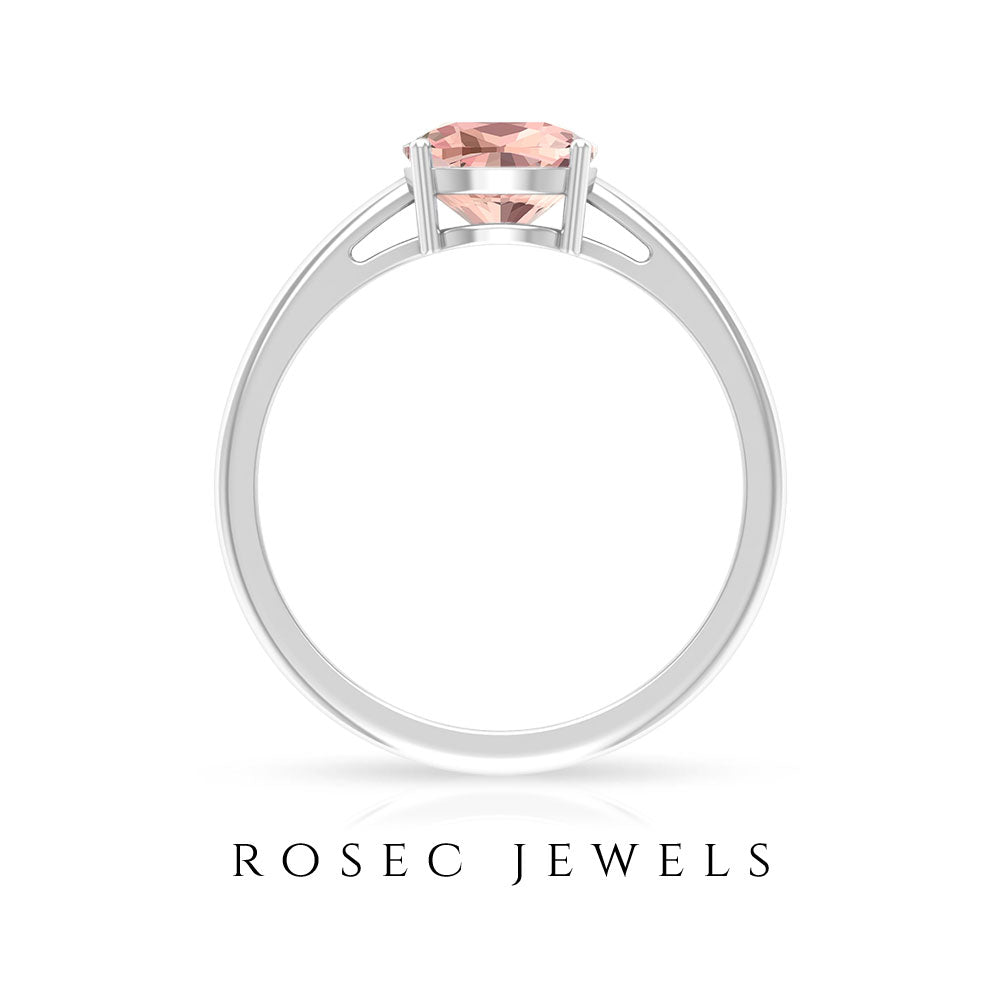 7 MM Cushion Cut 4 Prong Set Morganite Solitaire Ring Morganite - ( AAA ) - Quality - Rosec Jewels