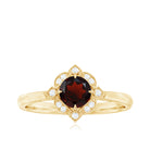 Vintage Style Garnet and Diamond Engagement Ring Garnet - ( AAA ) - Quality - Rosec Jewels