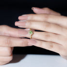 Vintage Inspired Round Peridot and Diamond Engagement Ring Peridot - ( AAA ) - Quality - Rosec Jewels