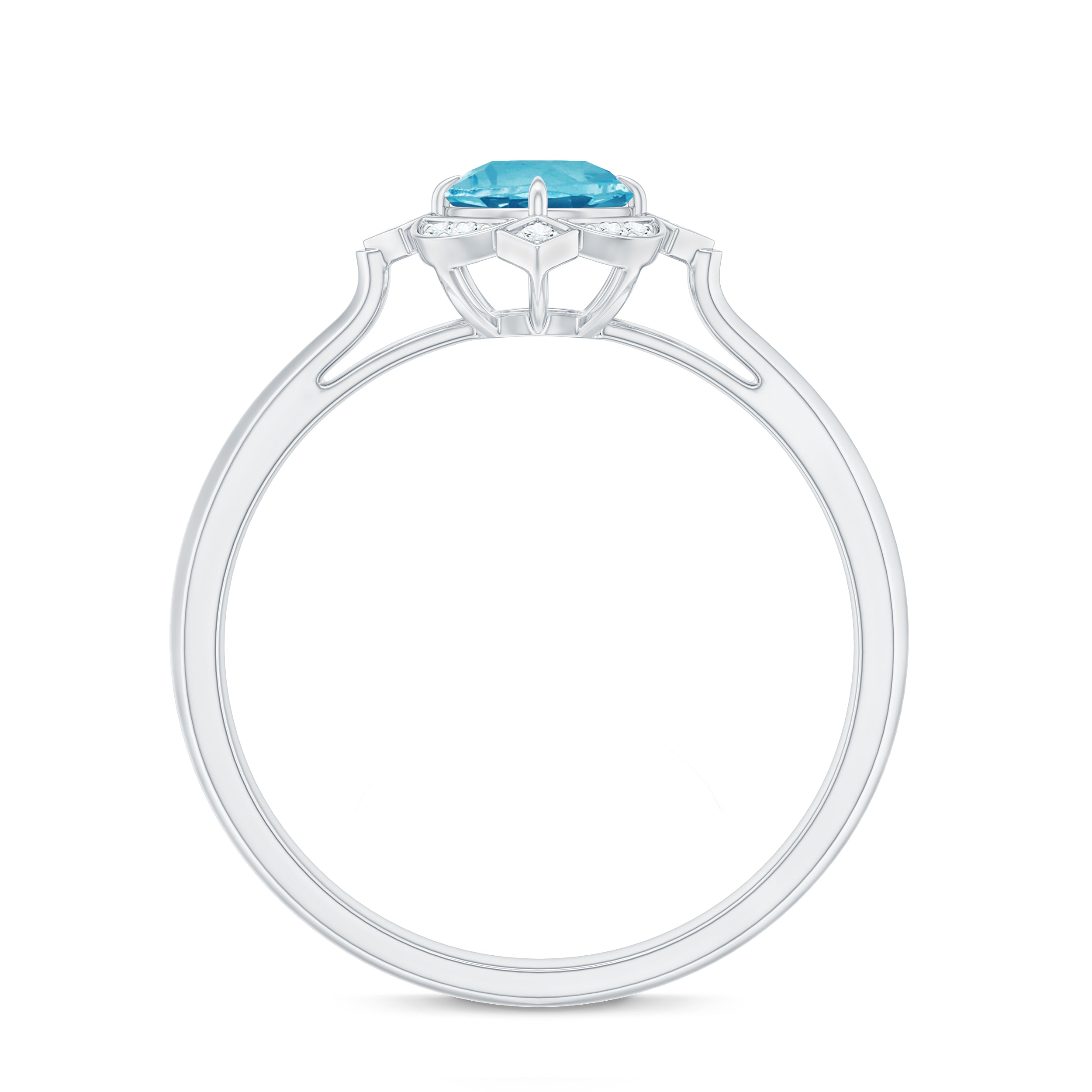 Vintage Inspired Sky Blue Topaz and Diamond Engagement Ring Sky Blue Topaz - ( AAA ) - Quality - Rosec Jewels