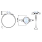 Oval Moonstone Cocktail Ring with Diamond Moonstone - ( AAA ) - Quality - Rosec Jewels