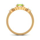 Oval Peridot Cocktail Ring with Diamond Peridot - ( AAA ) - Quality - Rosec Jewels