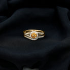 Minimal Citrine Engagement Ring with Diamond Enhancer Citrine - ( AAA ) - Quality - Rosec Jewels