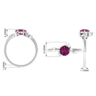 Claw Set Round Shape Rhodolite Solitaire Promise Ring with Scatter Diamond Rhodolite - ( AAA ) - Quality - Rosec Jewels