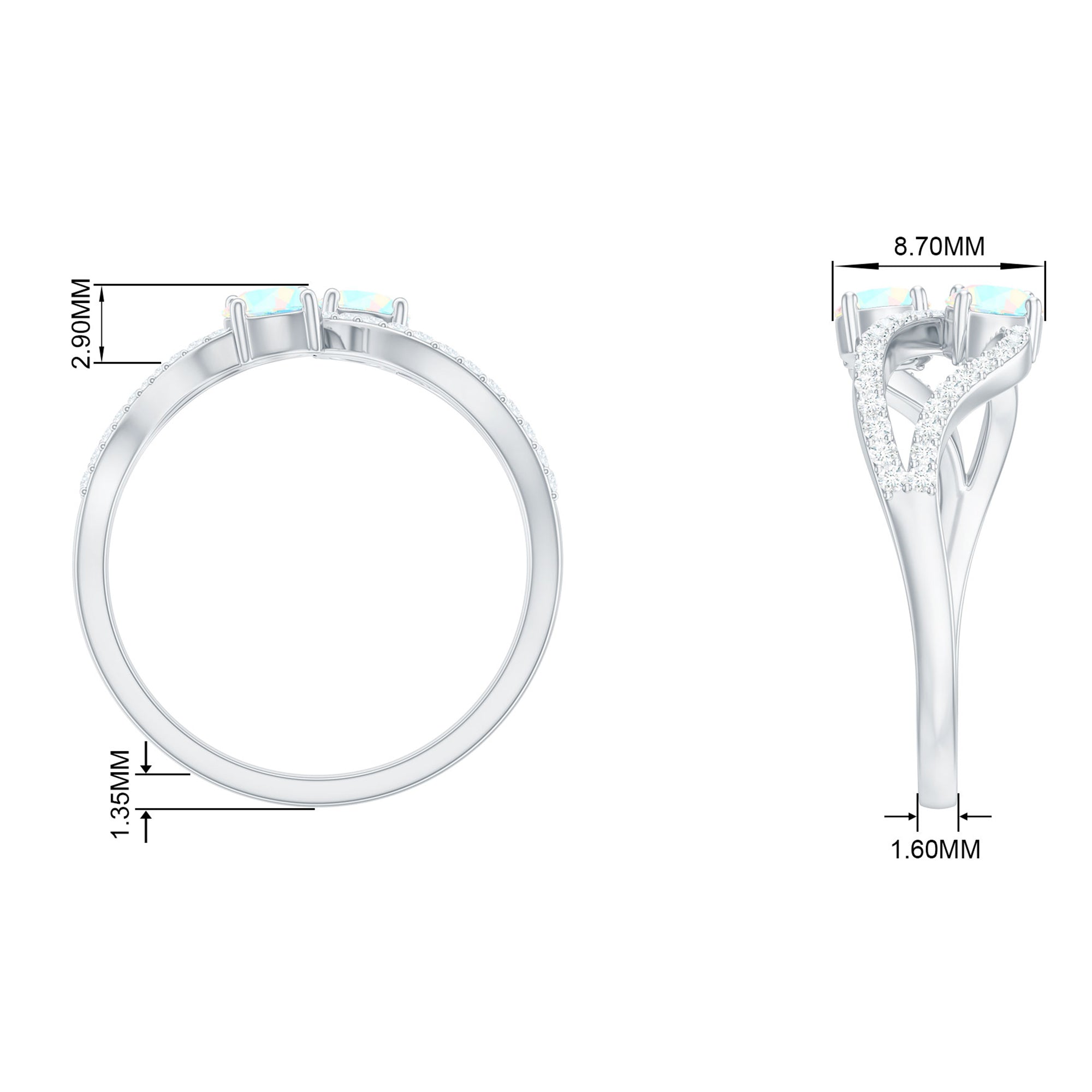 1 CT Minimal Ethiopian Opal and Diamond Engagement Ring Ethiopian Opal - ( AAA ) - Quality - Rosec Jewels