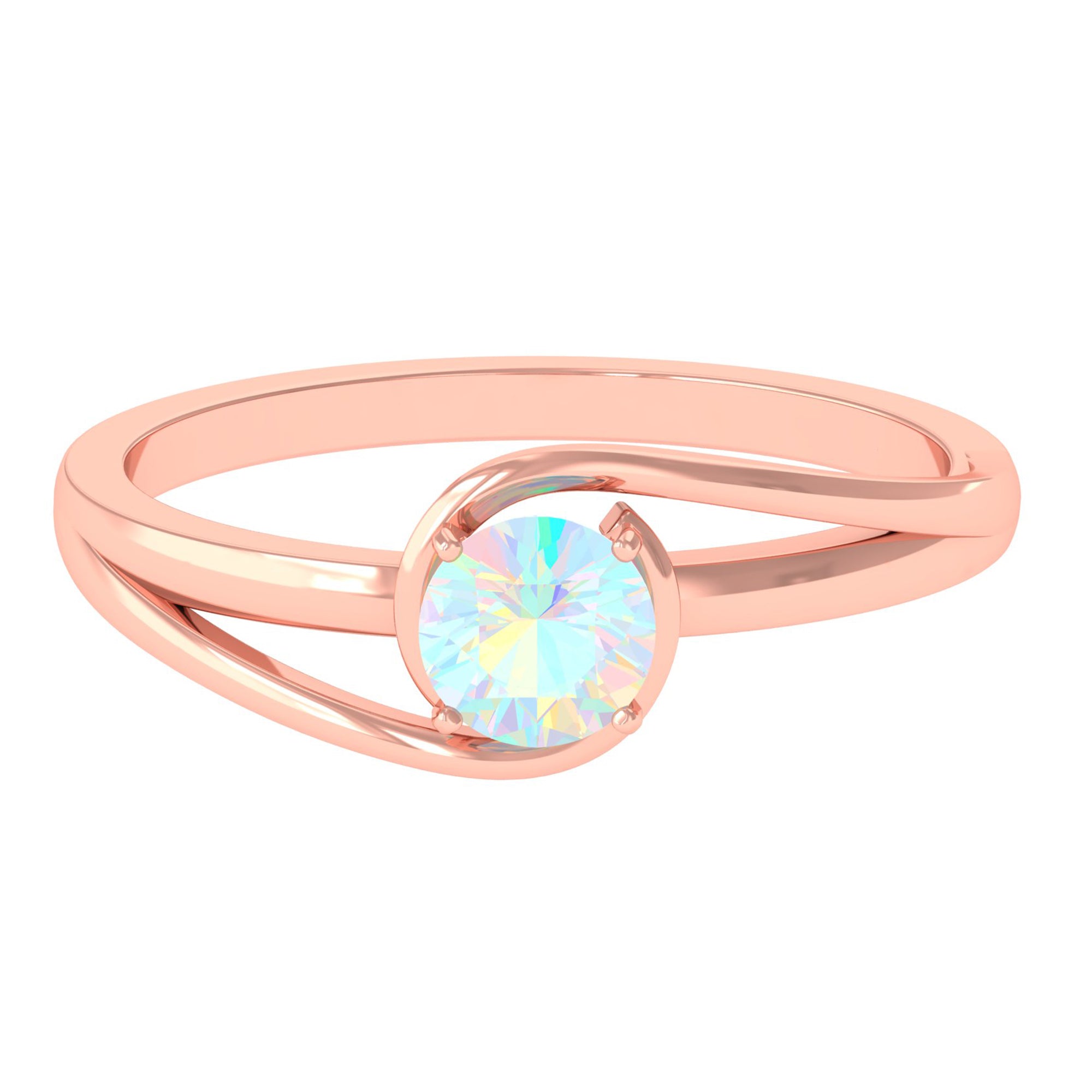 Round Ethiopian Opal Solitaire Promise Ring Ethiopian Opal - ( AAA ) - Quality - Rosec Jewels