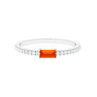 Baguette Cut Orange Sapphire East West Promise Ring with Diamond Orange Sapphire - ( AAA ) - Quality - Rosec Jewels