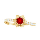 3/4 CT Created Ruby and Diamond Flower Engagement Ring Lab Created Ruby - ( AAAA ) - Quality - Rosec Jewels