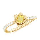 1/2 CT Yellow Sapphire and Diamond Flower Engagement Ring Yellow Sapphire - ( AAA ) - Quality - Rosec Jewels