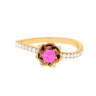 Pink Sapphire Flower Engagement Ring with Diamond Pink Sapphire - ( AAA ) - Quality - Rosec Jewels