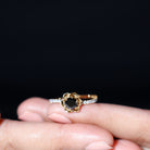 Real Black Diamond and Diamond Flower Engagement Ring Black Diamond - ( AAA ) - Quality - Rosec Jewels