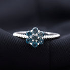 1.25 CT London Blue Topaz Floral Cluster Ring with Twisted Rope Details London Blue Topaz - ( AAA ) - Quality - Rosec Jewels