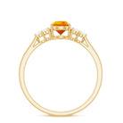 Pear Shape Orange Sapphire Solitaire Ring with Diamond Trio Orange Sapphire - ( AAA ) - Quality - Rosec Jewels