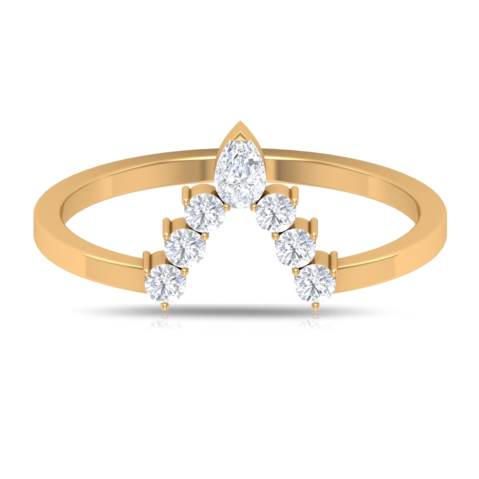 Moissanite V Shape Enhancer Wedding Band Ring Moissanite - ( D-VS1 ) - Color and Clarity - Rosec Jewels