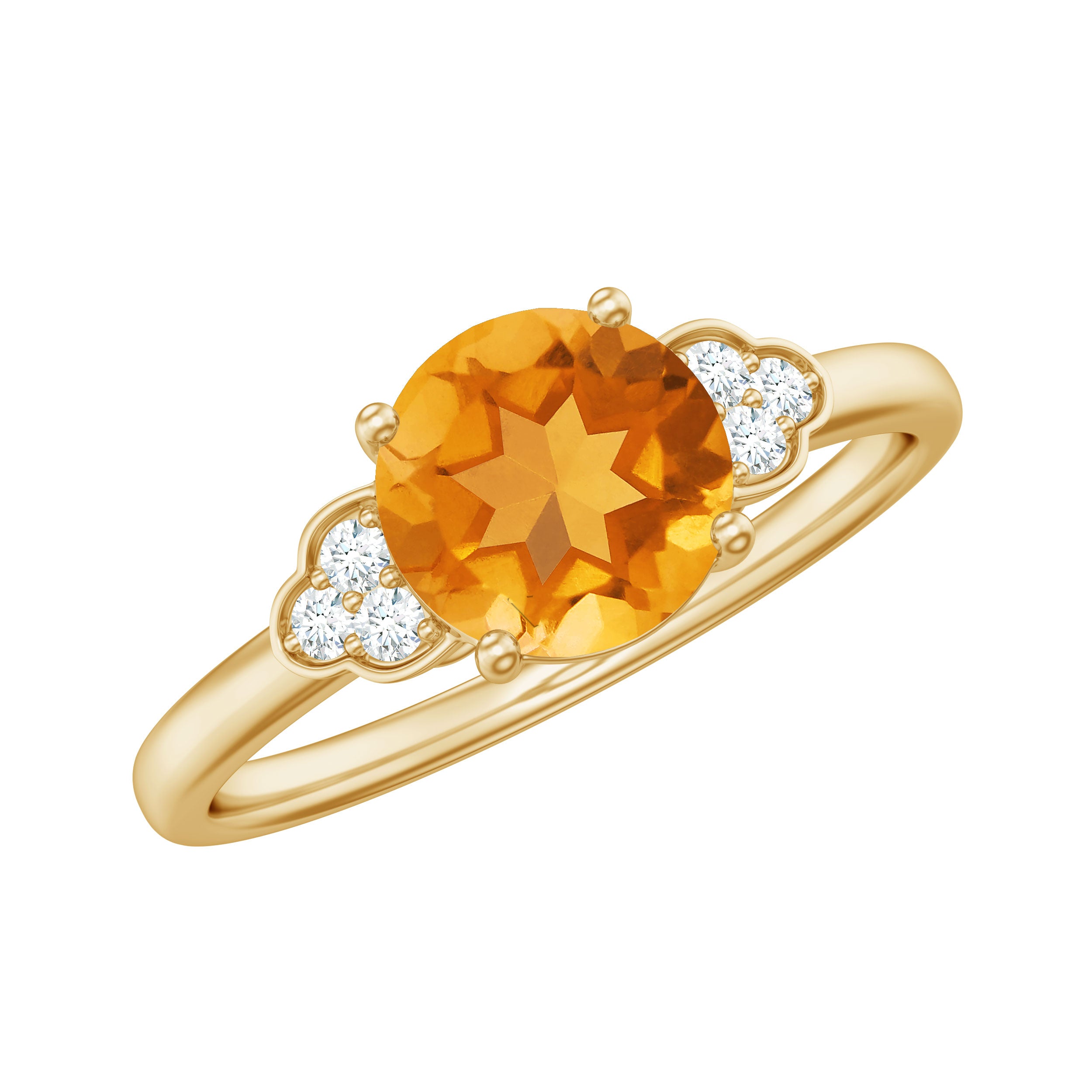 1.25 CT Citrine Engagement Ring with Diamond Trio Citrine - ( AAA ) - Quality - Rosec Jewels