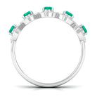 1.25 CT Round shape Emerald and Diamond Halo Classic Band Ring Emerald - ( AAA ) - Quality - Rosec Jewels