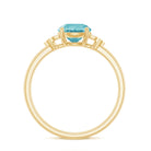 Sky Blue Topaz Solitaire Engagement Ring with Diamond Trio Sky Blue Topaz - ( AAA ) - Quality - Rosec Jewels