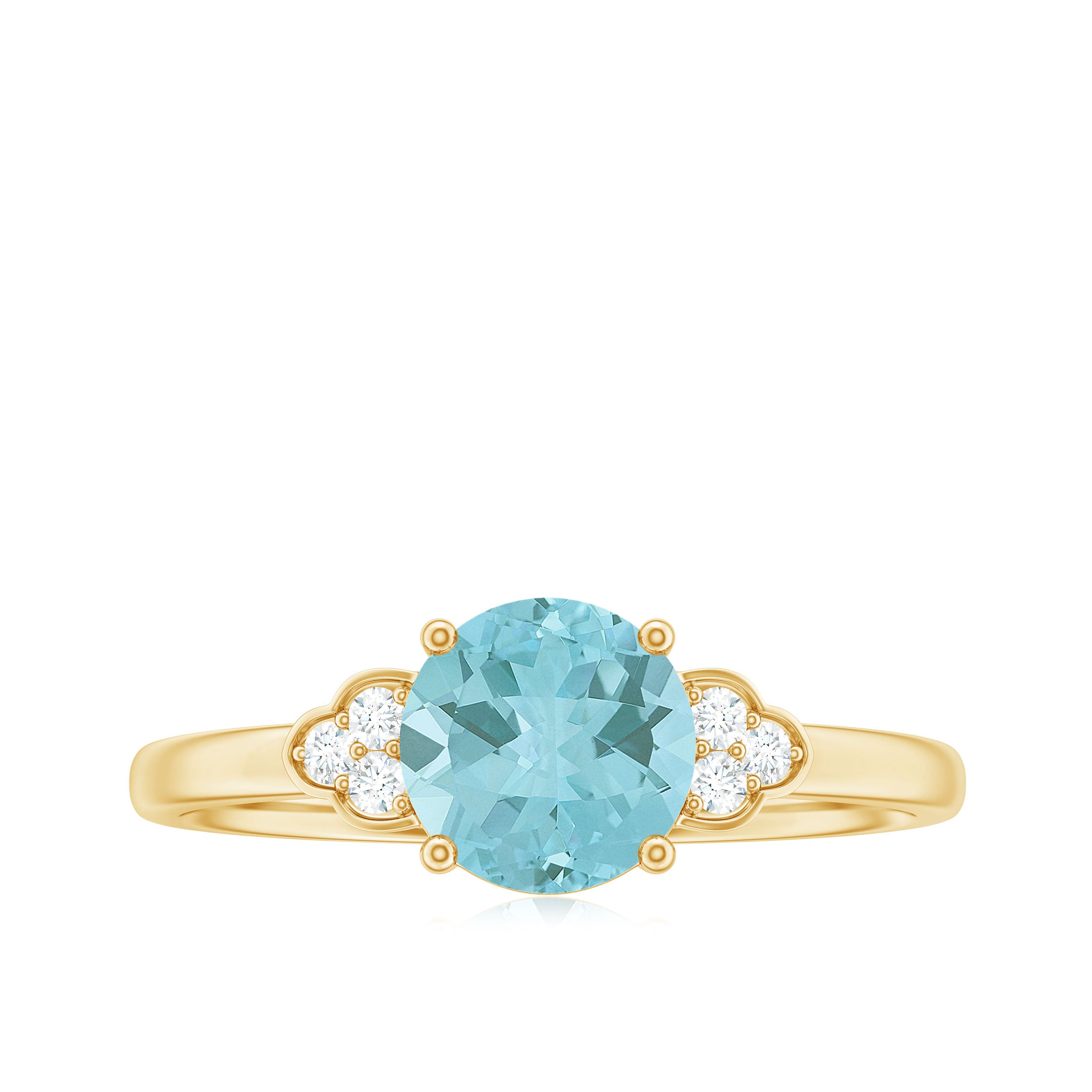 Sky Blue Topaz Solitaire Engagement Ring with Diamond Trio Sky Blue Topaz - ( AAA ) - Quality - Rosec Jewels