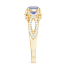 Designer Tanzanite and Diamond Crossover Engagement Ring Tanzanite - ( AAA ) - Quality - Rosec Jewels