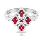 Ruby and Diamond Statement Engagement Ring Ruby - ( AAA ) - Quality - Rosec Jewels