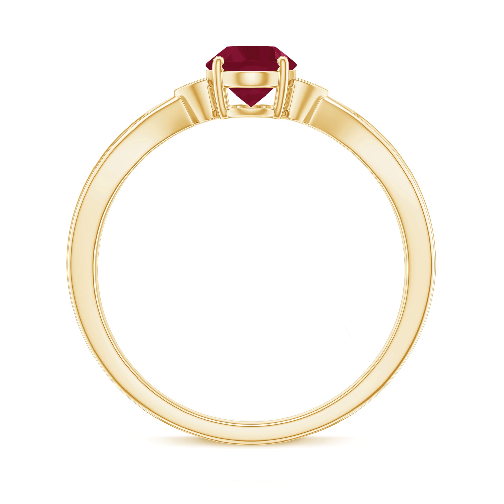 Oval Cut Real Ruby Solitaire Ring with Diamond Ruby - ( AAA ) - Quality - Rosec Jewels