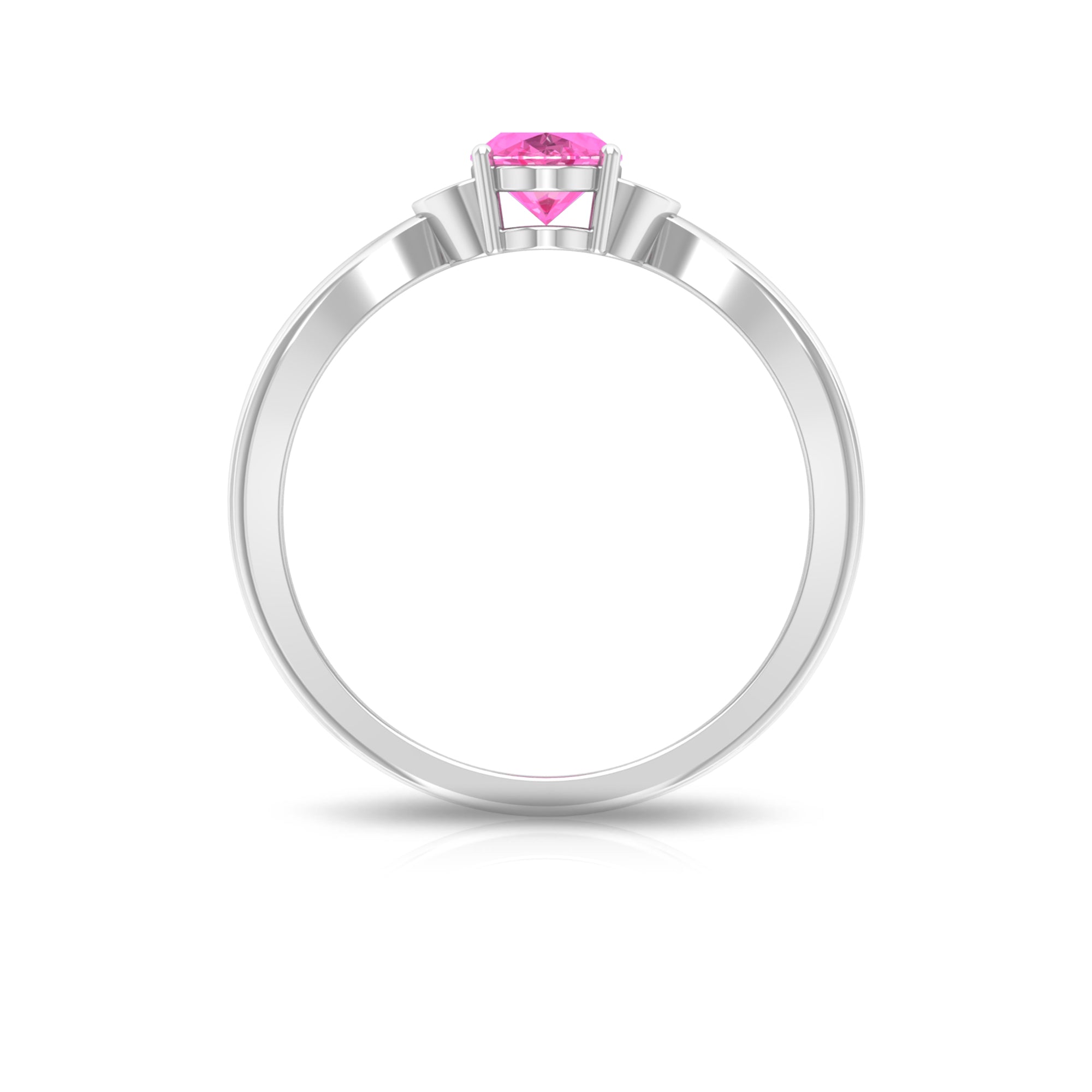 Oval Cut Pink Sapphire Solitaire Ring with Diamond Pink Sapphire - ( AAA ) - Quality - Rosec Jewels