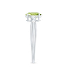 Oval Cut Peridot Solitaire Ring with Diamond Peridot - ( AAA ) - Quality - Rosec Jewels