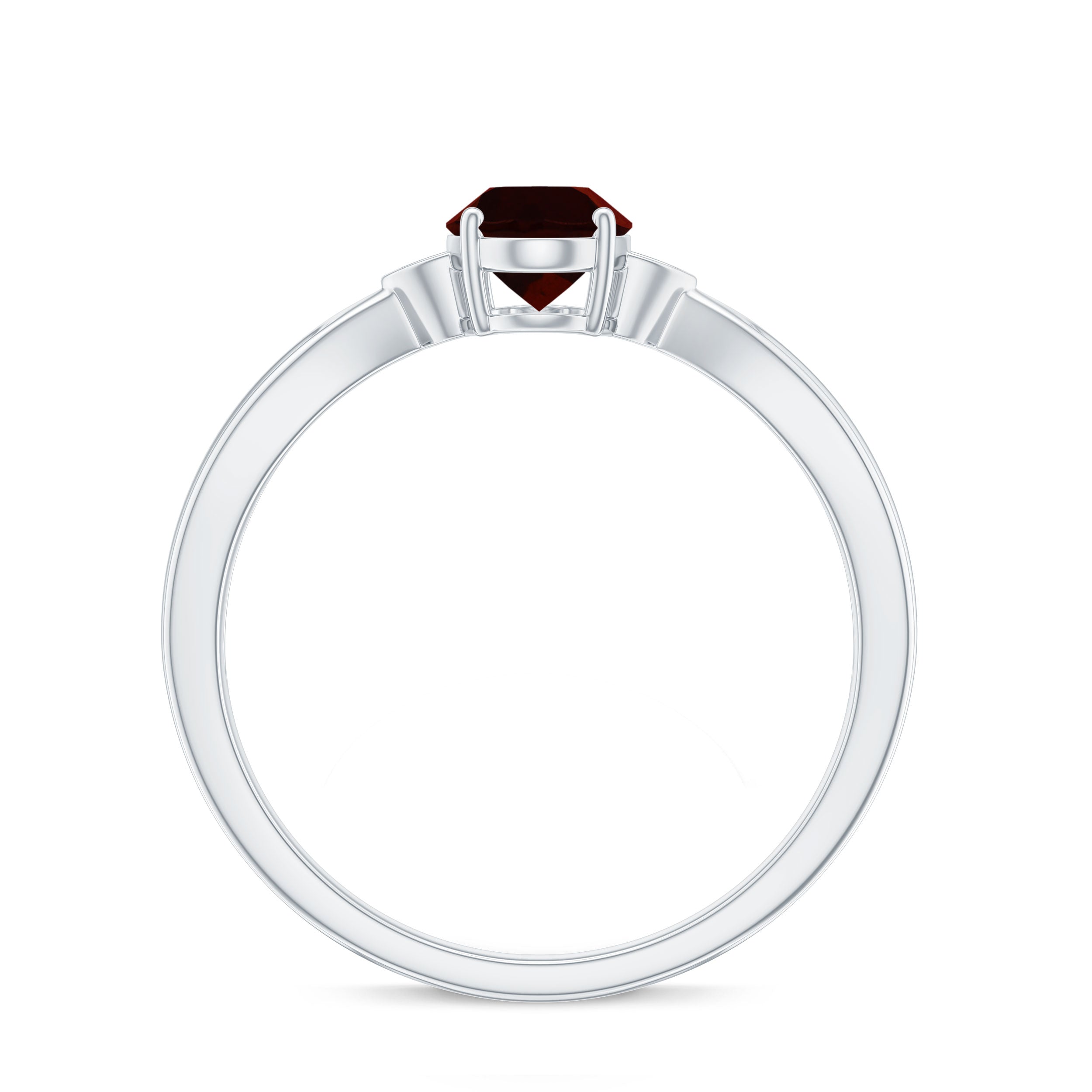 Oval Cut Garnet Solitaire Ring with Diamond Garnet - ( AAA ) - Quality - Rosec Jewels