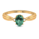 Oval Shape Green Sapphire Solitaire Engagement Ring with Diamond Green Sapphire - ( AAA ) - Quality - Rosec Jewels