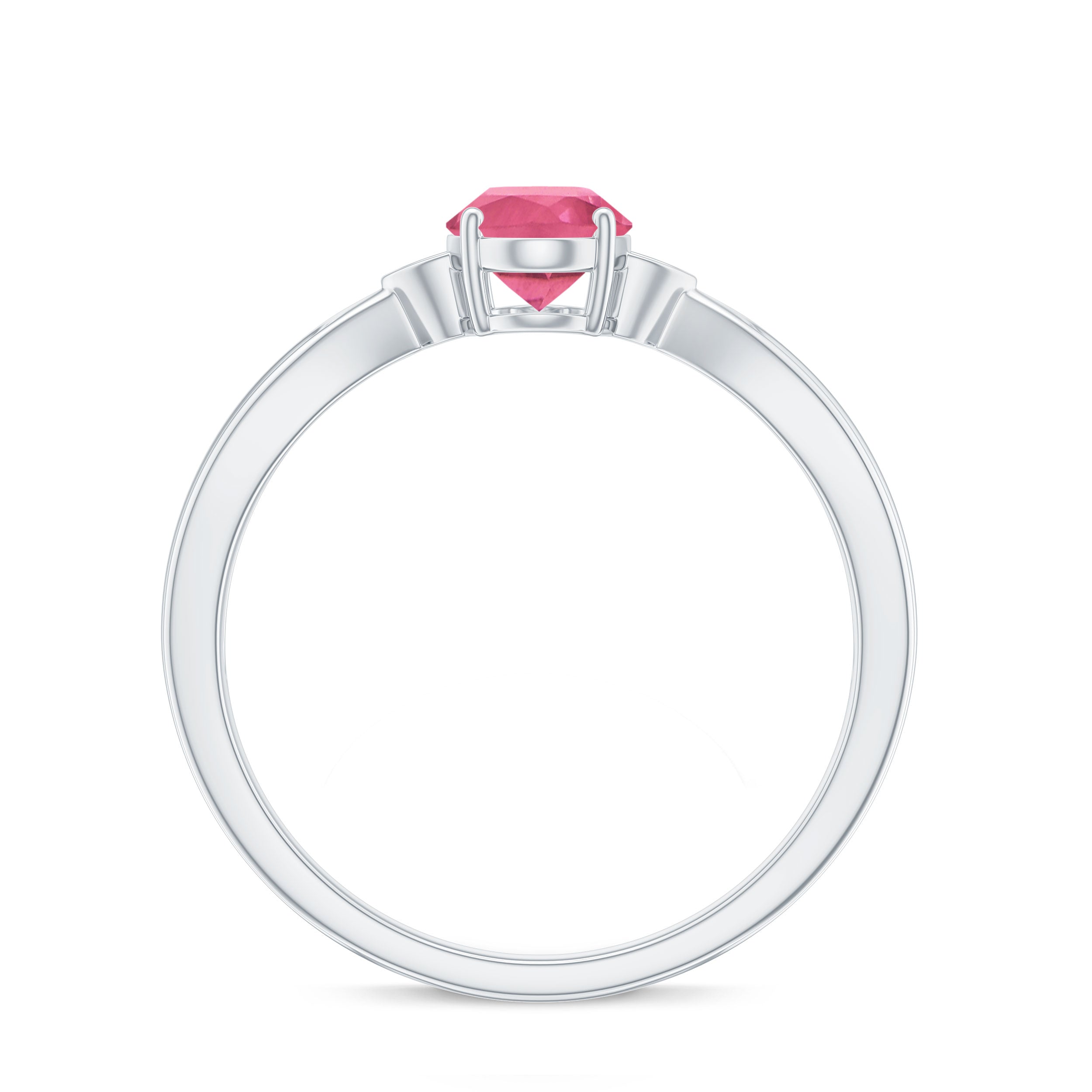 Oval Shape Pink Tourmaline Solitaire Ring with Diamond Pink Tourmaline - ( AAA ) - Quality - Rosec Jewels