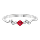 Certified Ruby and Diamond Leaf Branch Promise Ring Ruby - ( AAA ) - Quality - Rosec Jewels