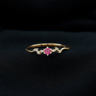 Certified Ruby and Diamond Leaf Branch Promise Ring Ruby - ( AAA ) - Quality - Rosec Jewels