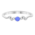 Real Tanzanite and Diamond Leaf Branch Promise Ring Tanzanite - ( AAA ) - Quality - Rosec Jewels