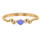 Real Tanzanite and Diamond Leaf Branch Promise Ring Tanzanite - ( AAA ) - Quality - Rosec Jewels