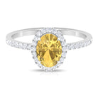 1.5 CT Oval Cut Citrine and Diamond Halo Engagement Ring Citrine - ( AAA ) - Quality - Rosec Jewels