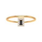 Baguette Black Onyx Dainty Promise Ring with Diamond Black Onyx - ( AAA ) - Quality - Rosec Jewels